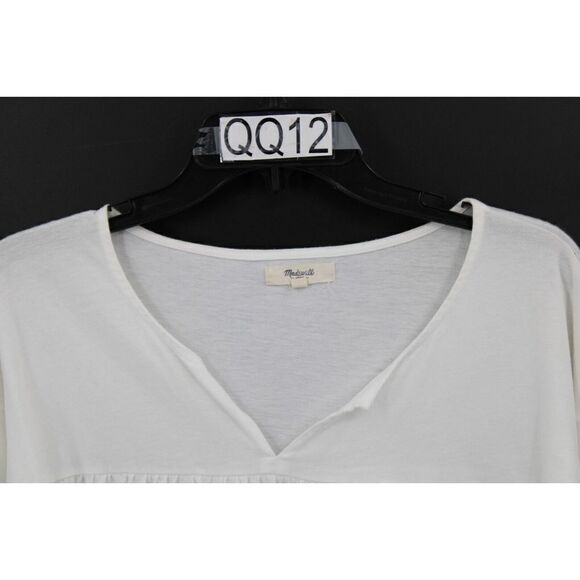 MADEWELL WHITE BLOUSE VNECK LONG SLEEVE SIZE SMALL - Picture 2 of 5